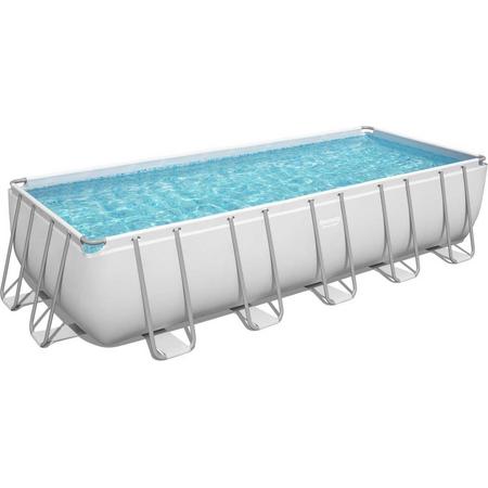 Bovengronds frame zwembad, grijs, rechthoekig met beschermhoes, filter, veiligheidsladder en liner reparatieset - Vostok